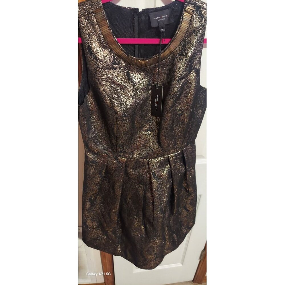 Romeo &‎ Juliet Couture Dress Black Gold Sleeveless Size L Party Homecoming NWT - Picture 2 of 15